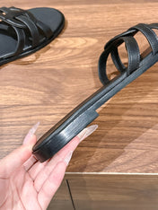 DIOR 26S SLIDE SANDALS IN BLACK CLUB WOVEN CALFSKIN