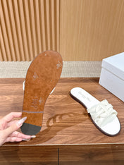 DIOR 26S SLIDE SANDALS IN WHITE CLUB WOVEN CALFSKIN