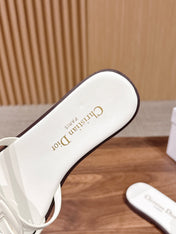 DIOR 26S SLIDE SANDALS IN WHITE CLUB WOVEN CALFSKIN