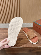 LP 26S SLIDES SANDAL IN BROWN SUEDE WITH LOGO