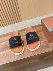 LP 26S SLIDES SANDAL IN BLACK SUEDE WITH LOGO