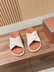 LP 26S CROSS STRAP SLIDES SANDAL IN LIGHT GREY SUEDE