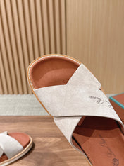 LP 26S CROSS STRAP SLIDES SANDAL IN LIGHT GREY SUEDE