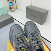 BALENCIAGA 25S SNEAKERS IN DARK GREY MIX YELLOW LEATHER