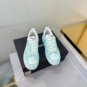 CHANEL 26S LOW-TOP SNEAKERS IN LIGHT MINT BLUE CALFSKIN