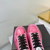 CHANEL 26S LOW-TOP SNEAKERS IN DARK PINK CALFSKIN