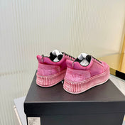 CHANEL 26S LOW-TOP SNEAKERS IN DARK PINK GRAFFITI PATTERN CALFSKIN