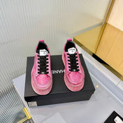 CHANEL 26S LOW-TOP SNEAKERS IN DARK PINK GRAFFITI PATTERN CALFSKIN