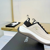 CHANEL 26S PLATFORM SNEAKERS IN BEIGE SUEDE WITH CC LOGO