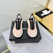 CHANEL 26S PLATFORM SNEAKERS IN LIGHT PINK SUEDE WITH CC LOGO