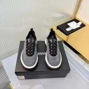 CHANEL 26S PLATFORM SNEAKERS IN GREY SUEDE WITH CC LOGO