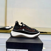 CHANEL 26S PLATFORM SNEAKERS IN BLACK MIX BROWN SUEDE AND FABRIC WITH CC
