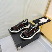 CHANEL 26S PLATFORM SNEAKERS IN BLACK MIX BROWN SUEDE AND FABRIC WITH CC