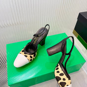 CHANEL 26S HIGH-HEEL SLINGBACKS 70 MM IN WHITE PATENT CALFSKIN WITH LIGHT YELLOW PONY HAIR
