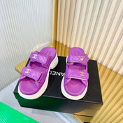 CHANEL 26S PLATFORM SANDALS IN PURPLE LAMBSKIN