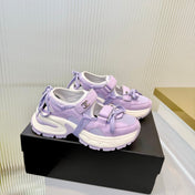CHANEL 26S VELCRO SNEAKERS IN LIGHT PURPLE CALFSKIN WITH BOW