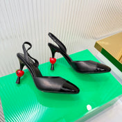 CHANEL 26S SLINGBACK POINTED-TOE HEELS 95 MM IN BLACK LAMBSKIN
