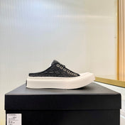 CHANEL 26S MULE SNEAKERS IN GREY DIAMOND-PATTERNED WOVEN DENIM FABRIC STLYE 6