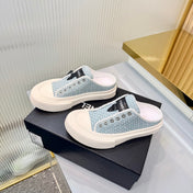 CHANEL 26S MULE SNEAKERS IN LIGHT BLUE WOVEN FABRIC STYLE 3
