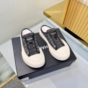CHANEL 26S MULE SNEAKERS IN GREY DIAMOND-PATTERNED WOVEN DENIM FABRIC STLYE 6