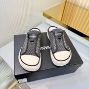 CHANEL 26S MULE SNEAKERS IN BLACK CHECKERED WOVEN DENIM FABRIC