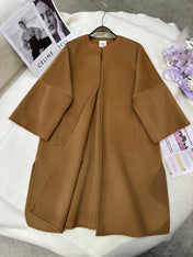 HERMES 25S LONG CASHMERE COAT WITH ROUND NECK 277