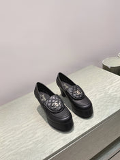CHANEL 25S HIGH-HEELED MOCCASINS 80MM IN BLACK CALFSKIN GOLD HARDWARE