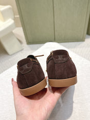 CELINE 26S LACE-UP LOAFERS IN DARK BROWN SUEDE