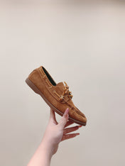 CELINE 26S LACE-UP LOAFERS IN BROWN SUEDE