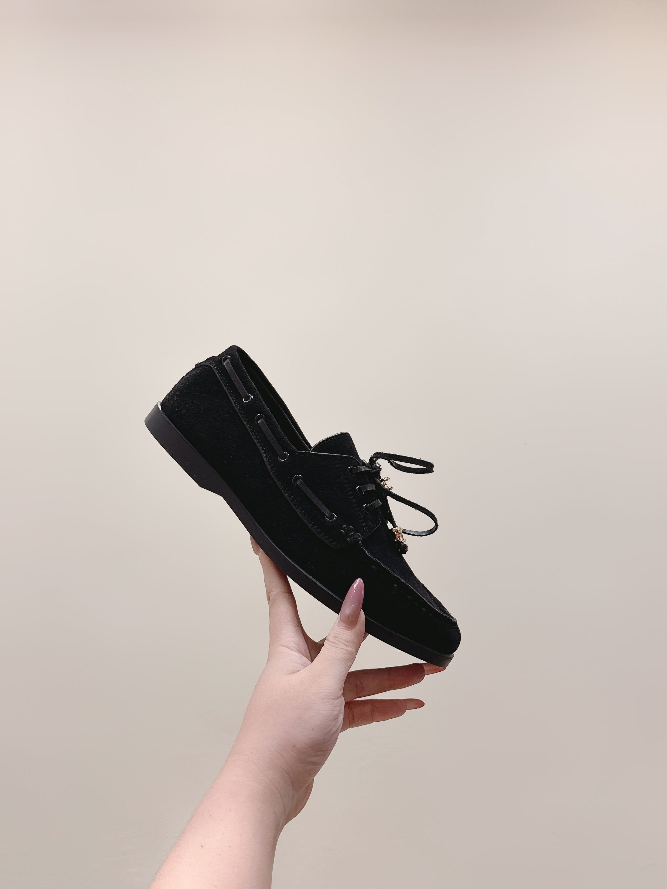 CELINE 26S LACE-UP LOAFERS IN BLACK SUEDE