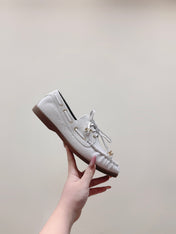 CELINE 26S LACE-UP LOAFERS IN OFF-WHITE BEIGE SUEDE