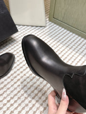 CHANEL 25S KNEE-HIGH BOOTS IN BLACK SUEDE AND CALFSKIN