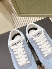CHANEL 25S SNEAKERS IN LIGHT BLUE CALFSKIN AND SUEDE