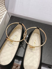 CHANEL 25S BALLERINA SHOES IN BLACK CALFSKIN GOLD HARDWARE