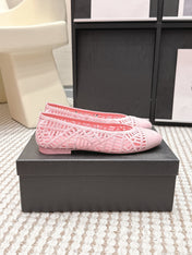 CHANEL 26S BALLET FLATS IN LIGHT PINK MESH AND FABRIC