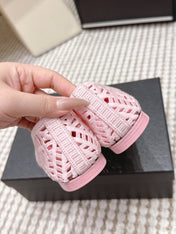 CHANEL 26S BALLET FLATS IN LIGHT PINK MESH AND FABRIC
