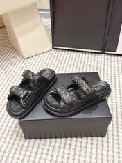 CHANEL 26S SANDALS IN BLACK CALFSKIN