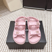 CHANEL 26S QUILTED DAD SANDALS IN LIGHT PINK CALFSKIN