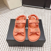 CHANEL 26S QUILTED DAD SANDALS IN ORANGE CALFSKIN