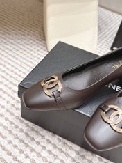 CHANEL 26S HIGH HEELS 75 MM IN DARK BROWN CALFSKIN WITH GOLD-TONE CC LOGO