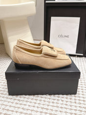 CHANEL 26S LOAFERS IN BEIGE SUEDE WITH GOLD-TONE CC LOGO