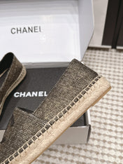 CHANEL 26S SLIP ONS IN GOLD BRONZE MIX BLACK FABRIC