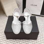 CHANEL 26S HIGH HEELS 50 MM IN WHITE RHINESTONE EMBELLISHED