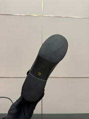 MIUMIU 25S LOAFERS WITH STRAP IN BLACK LAMBSKIN