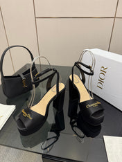 DIOR 26S HIGH HEEL SANDALS 120 MM IN BLACK SATIN