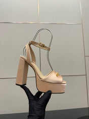 DIOR 26S HIGH HEEL SANDALS 120 MM IN NUDE BEIGE SATIN