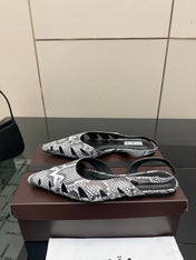 ALAIA 26S CUT-OUT SLINGBACK FLATS IN PYTHON-EMBOSSED LEATHER