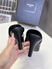 YSL 25S HIGH-HEEL SANDALS 75 MM IN BLACK LAMBSKIN