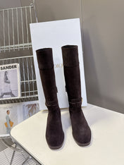 DIOR 25S BROWN HIGH BOOTS IN DARK BROWN SUEDE