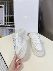 DIOR 25S DIOR STAR SNEAKERS 40 MM IN WHITE LAMBSKIN AND WOOL